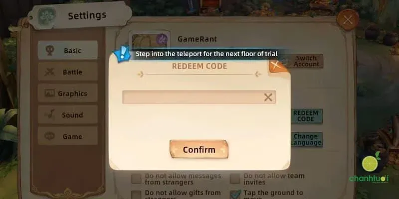 huong dan nhap code code Tree of Savior Neverland