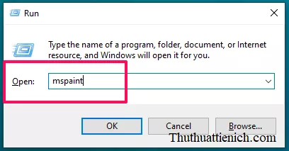 Mở Paint bằng hộp thoại Run