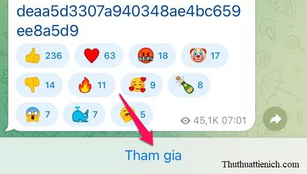 Nút tham gia kênh Telegram