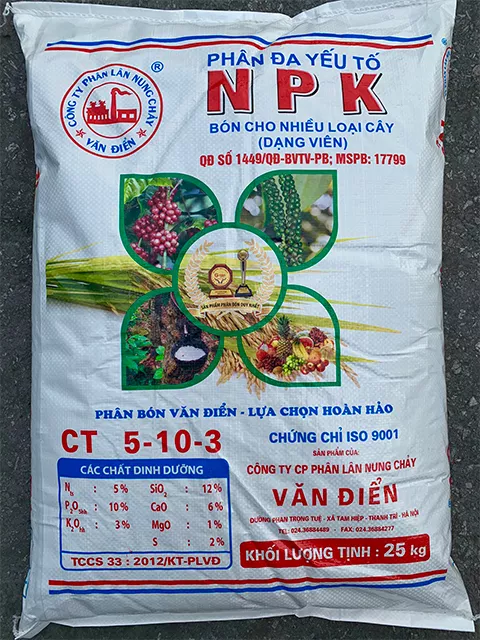 Phân bón NPK Văn Điển 5:10:3 cho đậu tương đông.