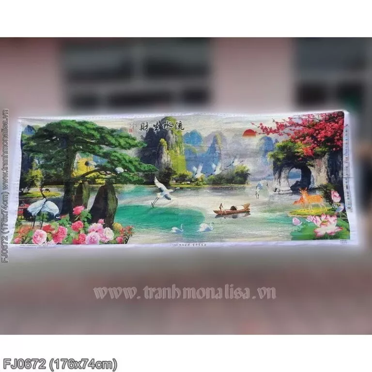 Tranh thêu Lưu Thủy Sinh Tài (FJ0672)