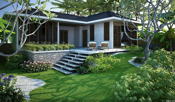 Bí mật để thiết kế nhà 5x20m có sân vườn chuẩn đẹp của Triệu Gia