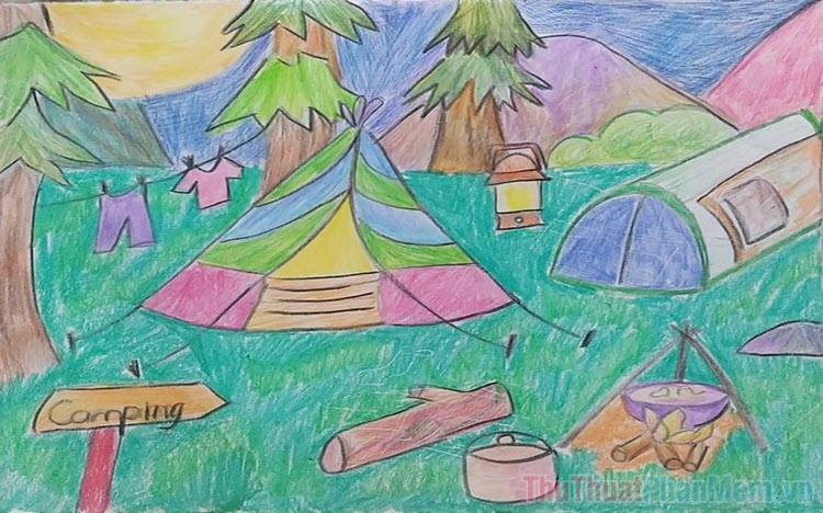 Vẽ Tranh Lều Trại Đơn Giản Hơn Đan Rổ Ai Cũng Vẽ Được