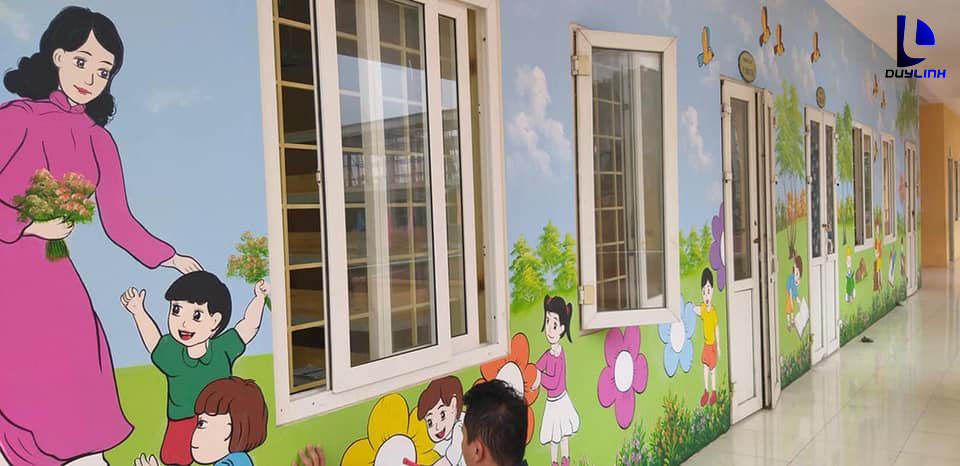 Vẽ tranh tường 3D cho thư viện tiểu học Thanh Trì Hà Nội | chất lượng tốt |  độ bền cao